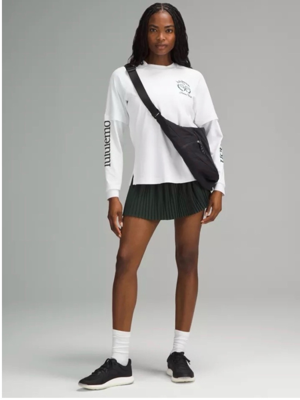 Lululemon White layered Long Sleeve Tennis Club Graphic Tee sz 8